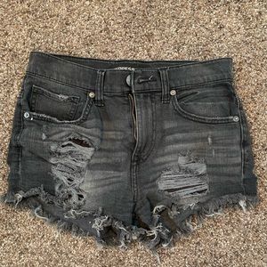 Black destroyed high waist shorts